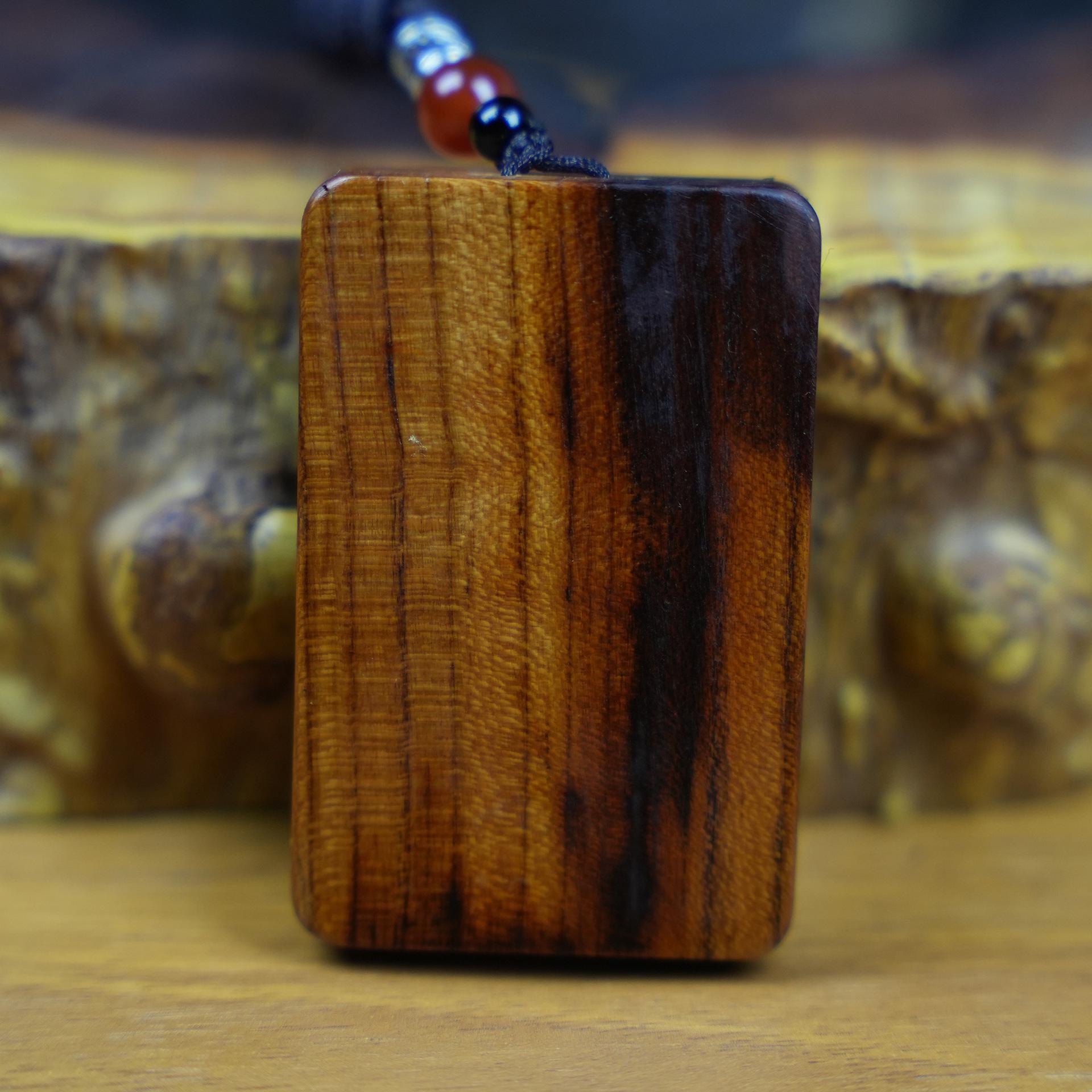 

Hand-Carved Natural Peach Wood Lightning-Struck Pendant for Men and Women