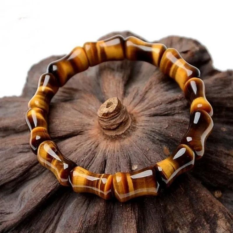 Tigerauge Stein Bambus Knoten Hand Reihe Hoher Tiger Klarer Stein Einzelner Kreis Armband Armband