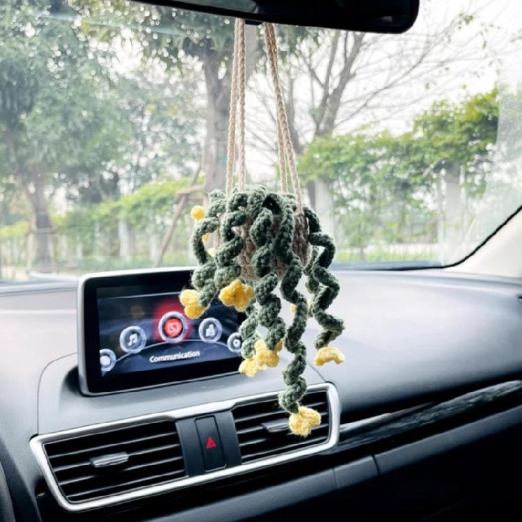Handmade Crochet Car Styling Plant Succulent Car Plant Ornamentos Decoration