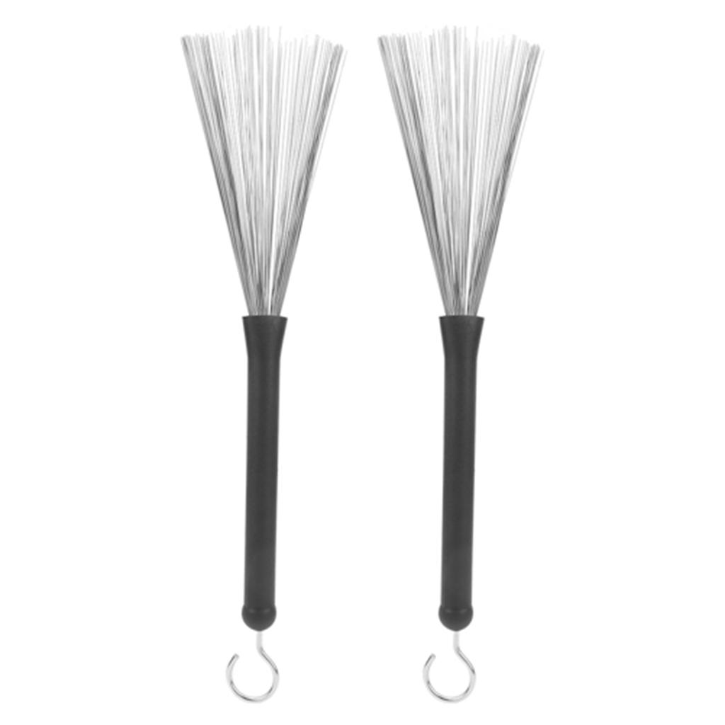 2Pcs Drum Brush Rubber Stainless Steel Wire Retractable Jazz Percussion Accessories