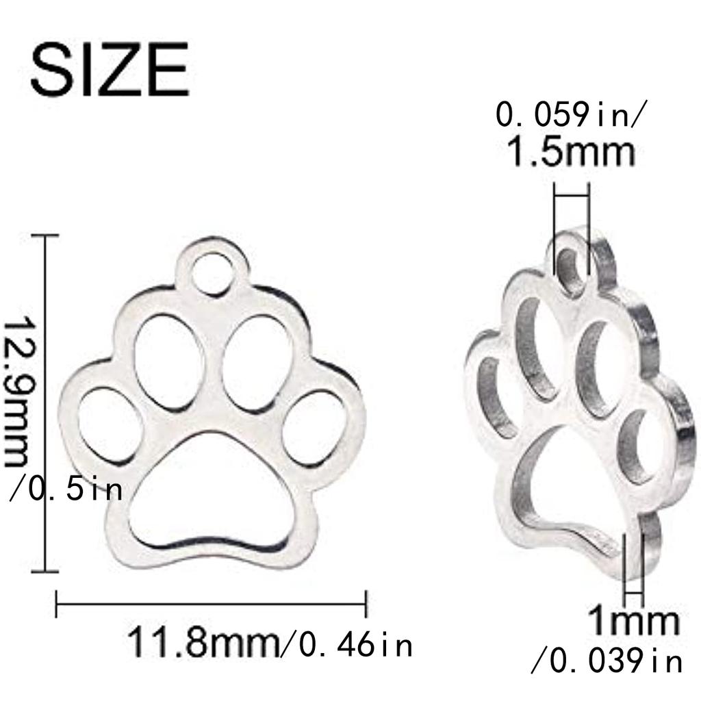 20 Stück Hundepfotenabdruck Anhänger - Hohl, Haustier-Thema, Legierung, mit großem Loch für DIY Schmuckherstellung, für Halskette