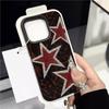 HOT Luxury Red Leopard Print Star Lichee Leather Phone Case For iPhone 17 16e 16 15 14 13 12 11 Air Pro Max Plus X XR XSMax