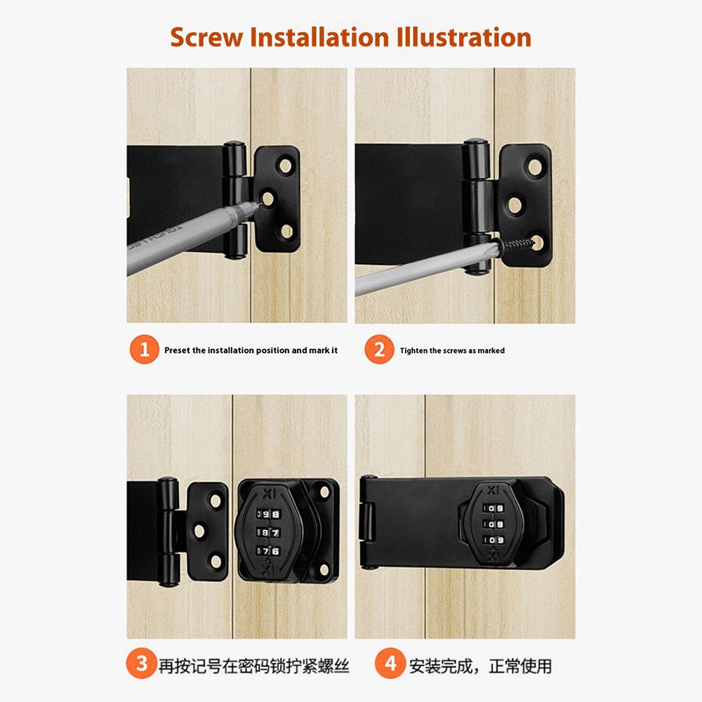 Cabinet Door Password Lock Drawer Lock 3 Hole 4 Inch Screw Installation/No Drill Adhesive Anti-Theft Security For Furniture