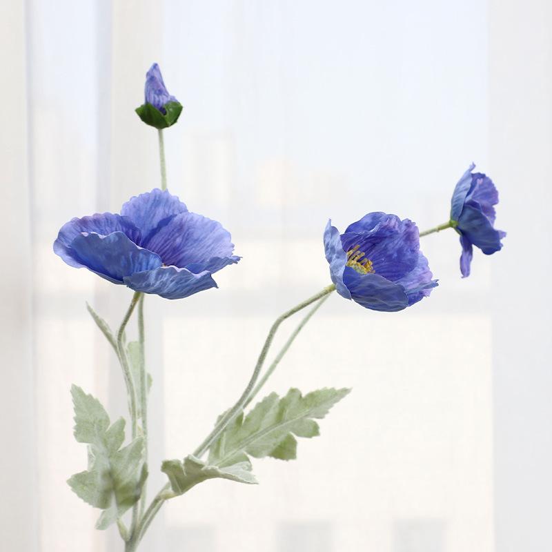 Feel moisturizing flocking poppy simulated flower hotel window setting props atmosphere fake flower