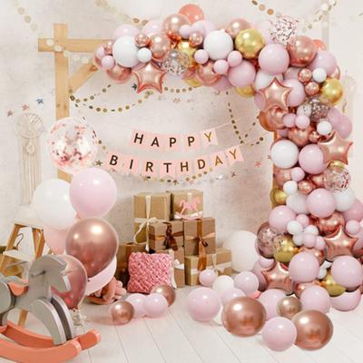 140 τμχ Balloons Arch Kit Rose Golden White Pink Cardioid Pentagram Balloon Garland Birthday Wedding Graduation Baby Shower Bridal Valentine's