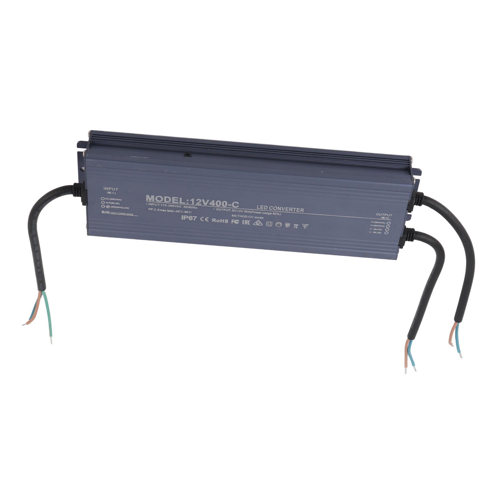 

Водонепроницаемый светодиодный драйвер IP67, источник питания постоянного напряжения, защитный чип 400 Вт AC170265В12В 30А