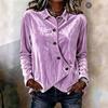 Women's Vintage Velvet Blouse with Lapel Collar and Irregular Buttons Casual Fashion Top