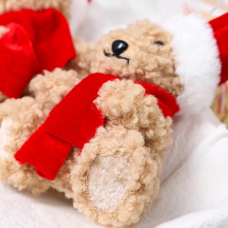 1PC Cute Christmas Bear Plush Pendant for Christmas Tree Hanging Bear Plush Pendant Gift Xmas Home Party Xmas Tree Decoration