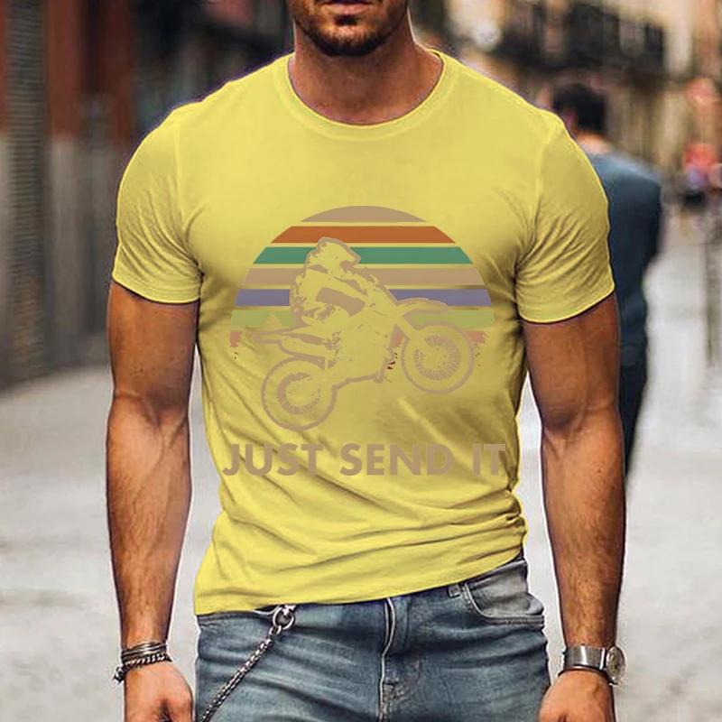 Just Send It Print Shirt Motorcycle Graphic Men Women T-shirts Vintage Style Motocross Gift Classic T Shirts Street Men Tshirt