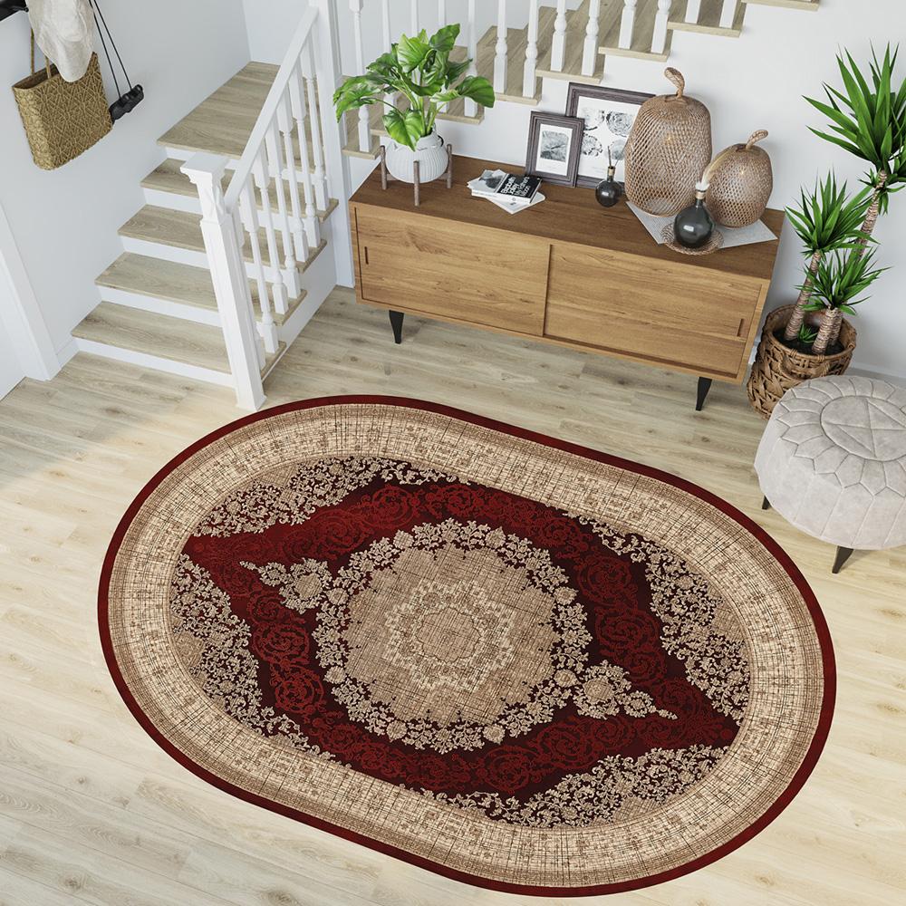 

Rovigo Home Цифровая печать Моющийся нескользящий овальный ковер для гостиной RVG7226-HT997 100x150 бордовый
