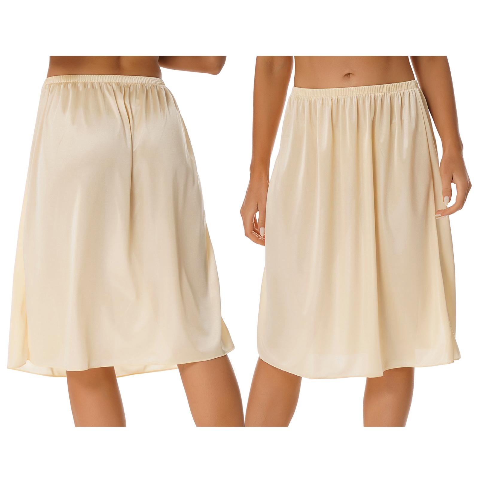 

Жіноча суцільна спідниця напівсліпу з еластичною талією Внутрішня спідниця міді Довга нижня спідниця XL білий