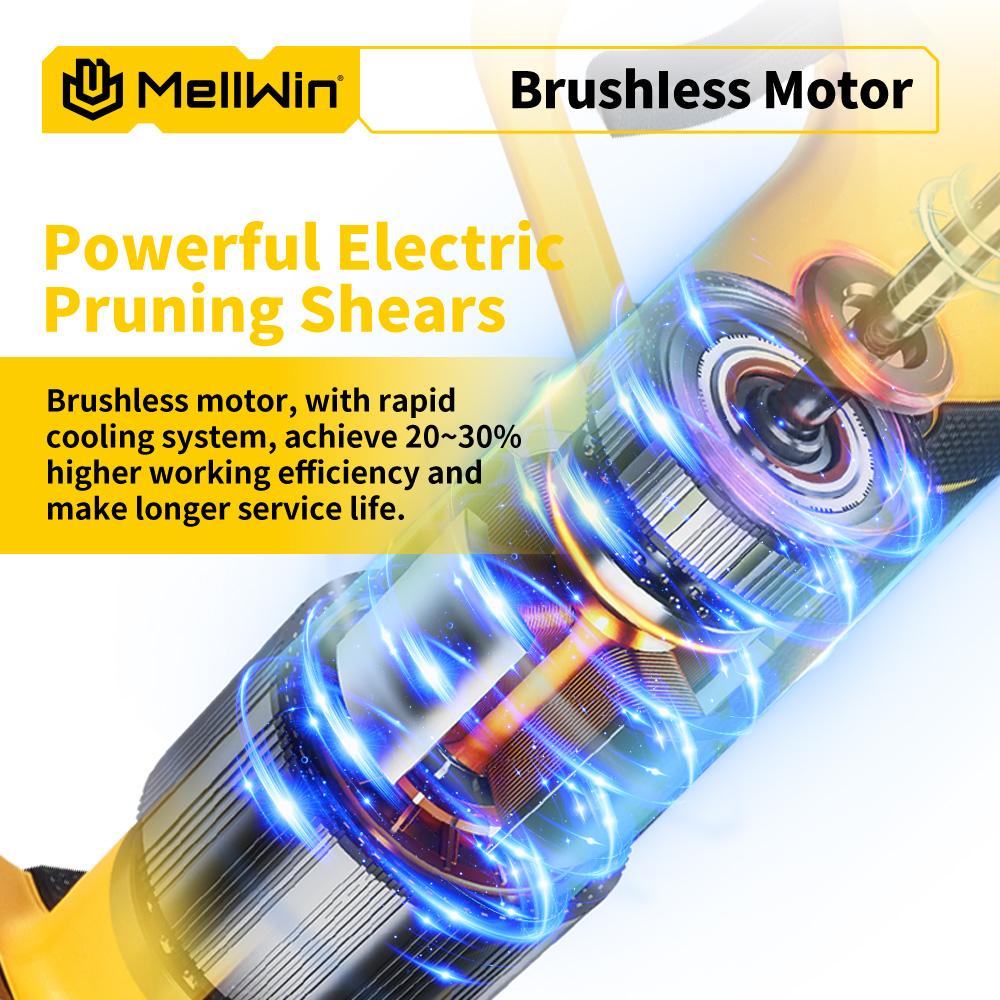 MELLWIN 2IN1 Brushless Electric Pole Pruner Shear With 180CM Telescoping Pole Garden Pruner Shear Tool For Makita 18VBattery Pin