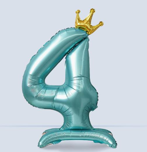 Large Number One Foil Balloon with Inflatable Base and Crown Decoration Suitable for Birthday Party Celebration Event Decoration Indoor Outdoor Use