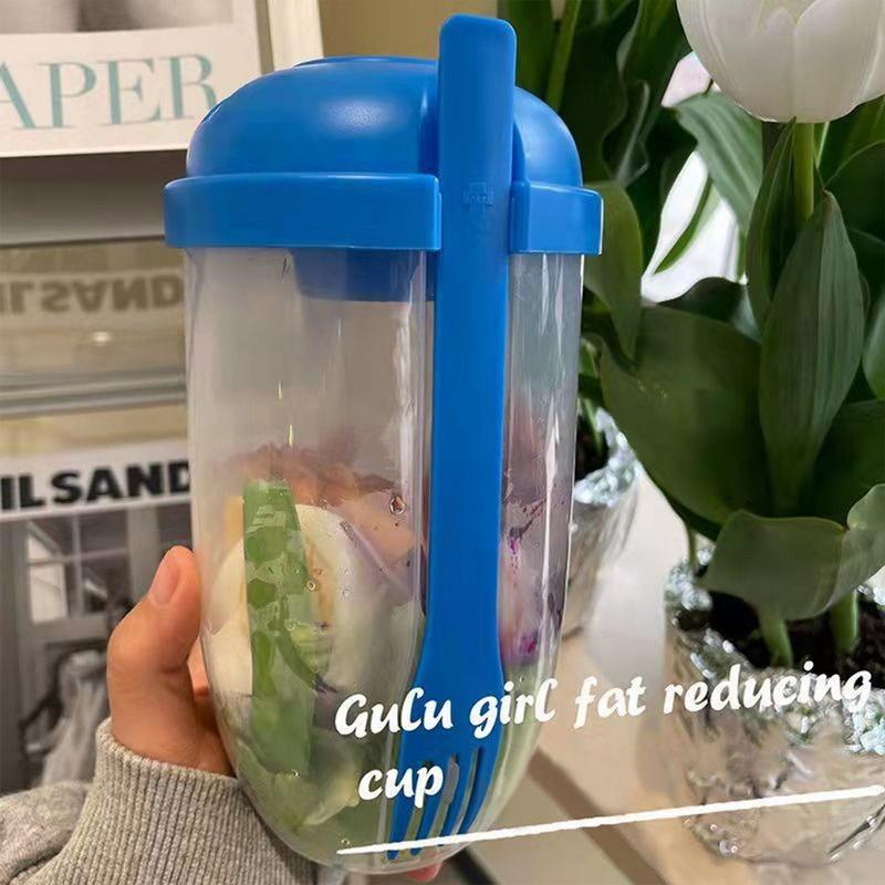 Bottle Salad Container Bottle-Shaped Bento Salad Bowl For Lunch Carry To Go Salad Box With Fork And Sauce Cup Kitchen Accessorie