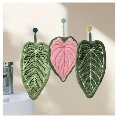 Washable Clear Plant Print Towels Ultra-Absorbent Quick-Dry Hanging Loop for Bathroom Kitchen Thumb Hand Towel Decor