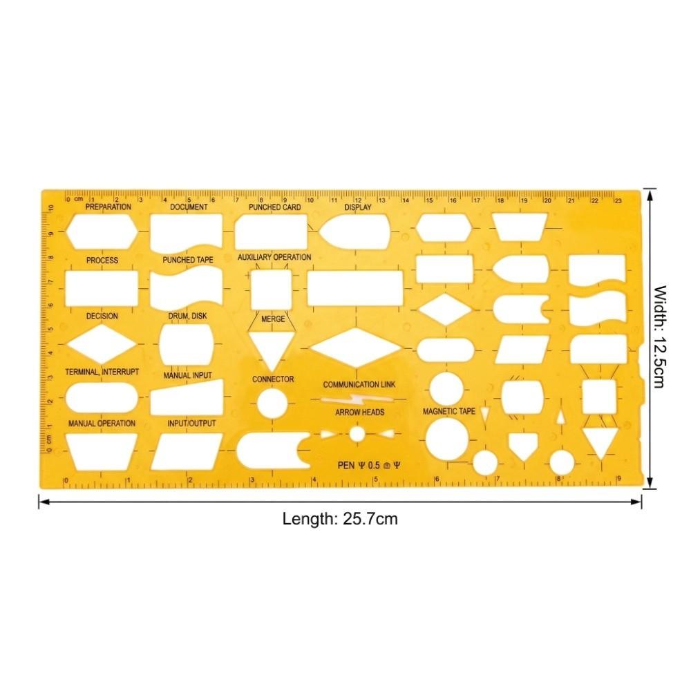Drawing Helper Plastic Architectural Design Template Resin Yellow Drawing Template Hollow Ruler Office