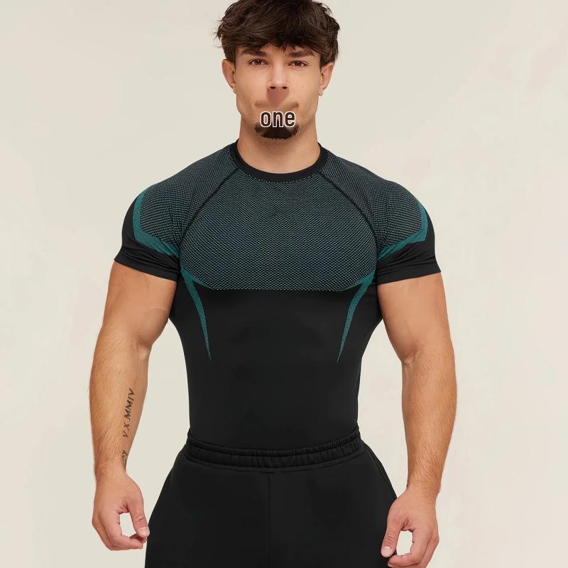 Men s Trendy Shark Quick-Dry Jacquard Sports T-Shirt
