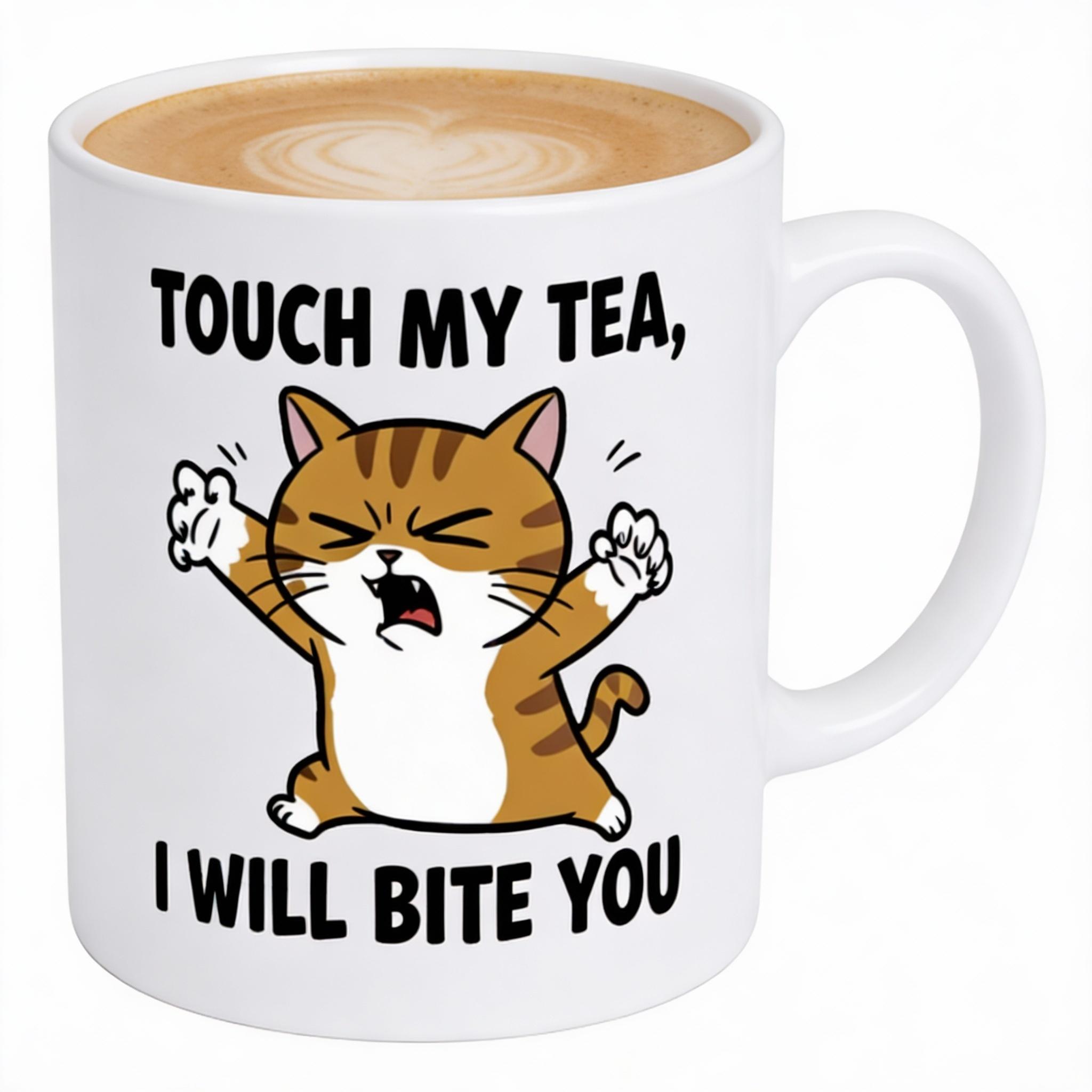 Touch My Coffee I Will Slap You Ceramic Mug - Funny Cat Design, Perfect Gift for Coffee and Tea Lovers, Unique Novelty Present 320ml