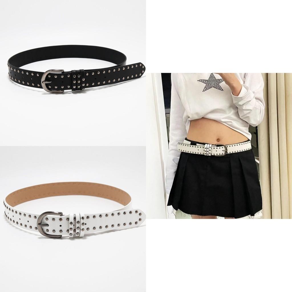American Style Hip Hop Belt Women's Wide Waist Belt Y2k Belt Punk Wind Rivet Black All-match Ins Casual Pants Belt Now Available