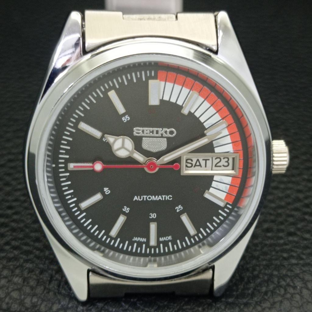 REFURBISHED SEIKO 5 AUTOMATIC 6309A VINTAGE JAPAN MENS BLACK WATCH A440877-4 Sk-a440877