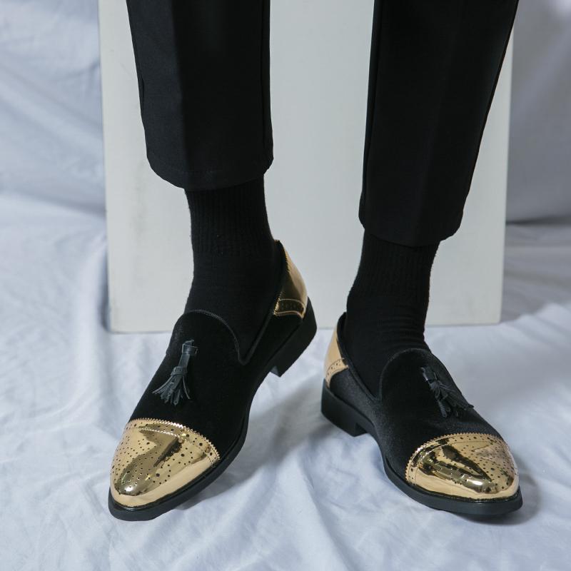 Hochwertige Bequeme Britischer Stil Cord Farblich Passende Blockschuhe Schwarz Grün Blau Farbe Klassische Business Herrenschuhe
