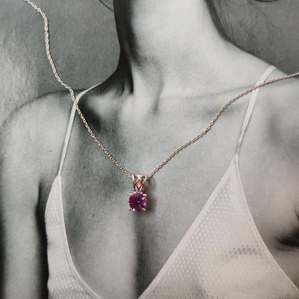 Silver Necklace with Natural Amethyst 0.743ct (2126584)