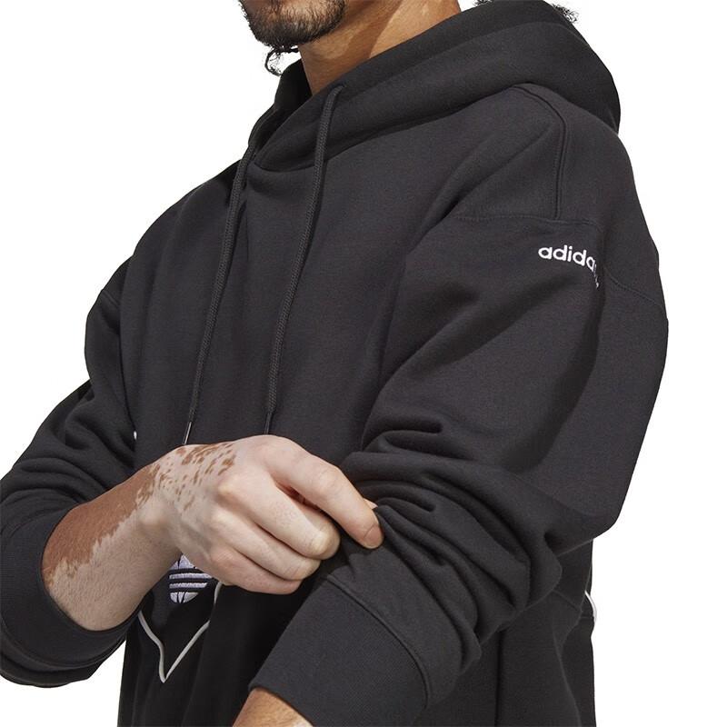 adidas Originals Trefoil Logo Embroidered Drawstring Hoodie Men Hoodie Black HR5335
