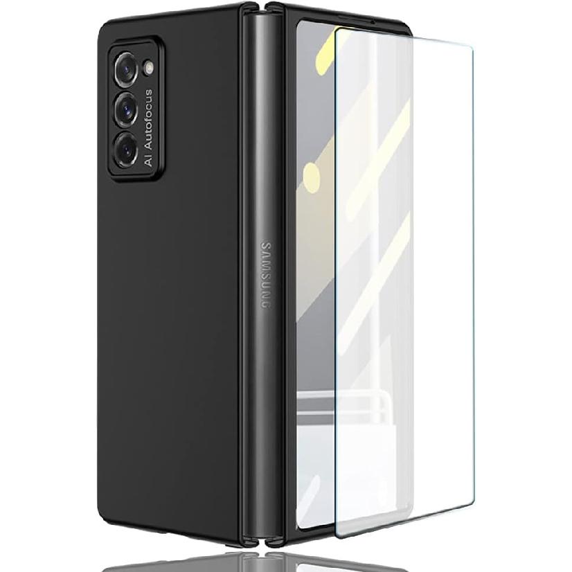 Case for Samsung Galaxy Z Fold 2 5G,Case with Glass Tempered Film,Ultra Thin Anti-Knock Combination Film Hard Matte Shockproof Protective Cover Shell