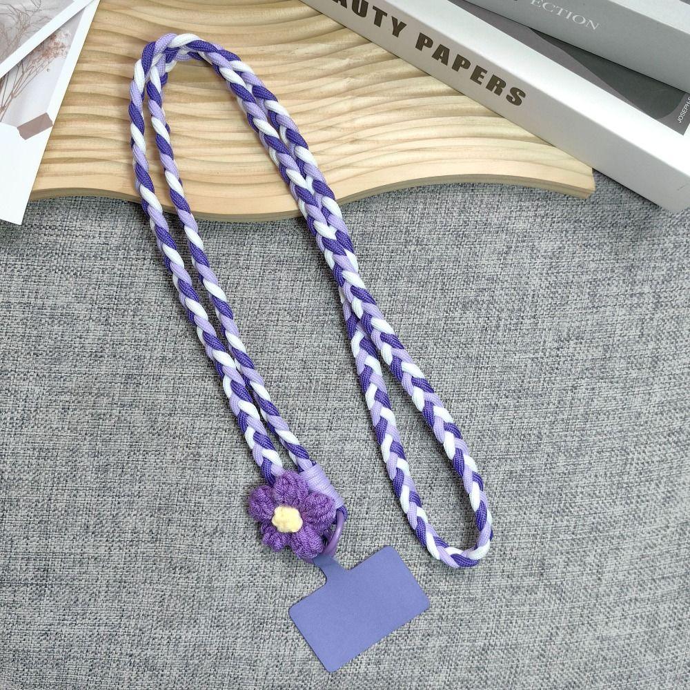 120cm Phone Holder Strap Flower Braided Hanging Rope Ins Mobile Phone Lanyard  Women