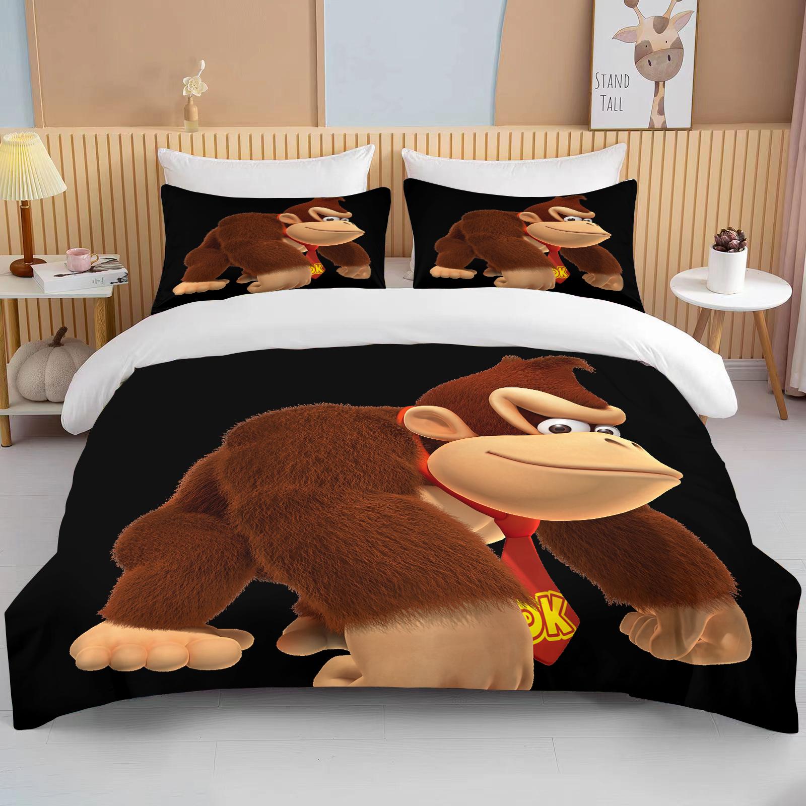 

Обезьяна мультфильм Donkey Kong пододеяльник комплект King Queen Double Full Twin Single Size комплект постельного белья детский комплект постельного белья EU single(135x200cm)
