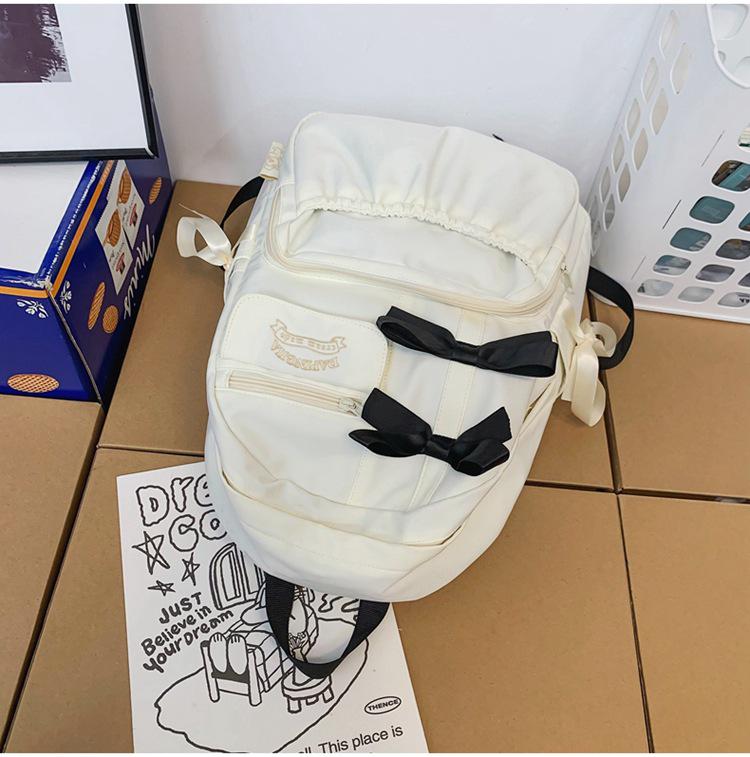 Japanese Cute Bow Backpack for Girls - Ideal for Middle and High School Students, Milk White Color, High Value