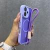 Luxury Translucent Magnetic Case For iPhone 16 15 14 13 12 Pro Max Plus With Wrist Strap Chain For Magsafe Wireless Charge Cover