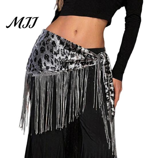 Hip Wrap Skirt Women Leopard Fringe Scarf, Belly Dance Sequins Skirt, Scarf with Tassels Waist Tassels, Stage Performance Clothing Accessories Tassel