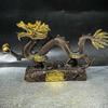 Gilt copper Feng Shui ornament, symbolizing dragon soaring across the seas, suitable for living room and office decor