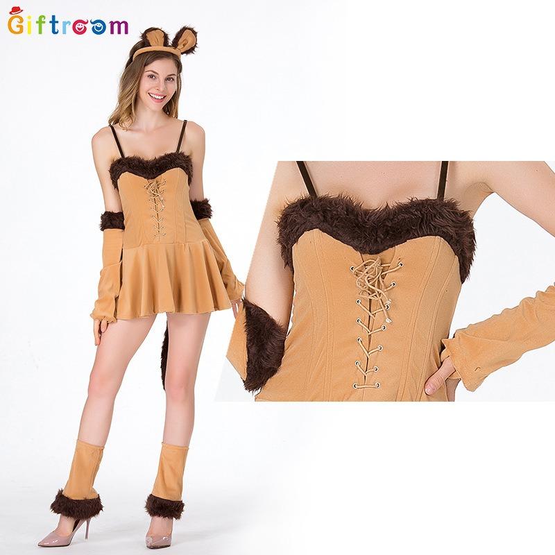 Western Halloween Adult Costume Women's Masquerade Festival Party Lion Costume Pikachu Cute Dress