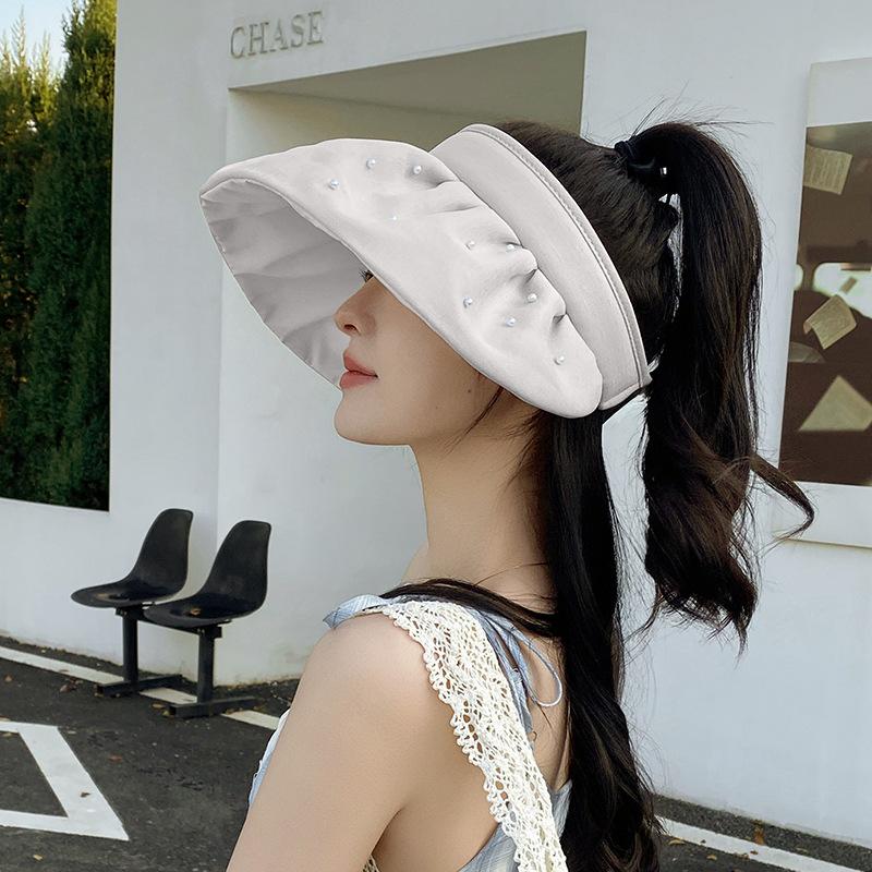 Advanced Sunshade Empty Top Hat Women's Summer Sweet Versatile Outdoor Travel Sunscreen Hat Showing Face Small Headband Hat