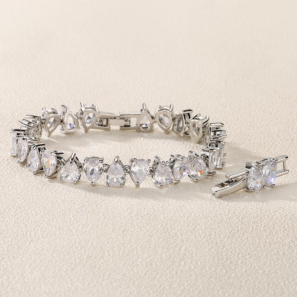 Uilz Fashion Luxury Full Zircon Bracelets for Women Charm Silver Color Crystals Bracelets Women's Wedding Party Jewelry