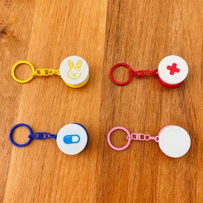 Mini Sliding Pill Box With Keychain Capsule Cross Symbols Portable Plastic Medicine Case Pill Holder Daily Use Emergencies