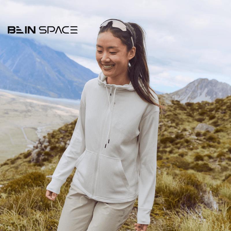 BEIN SPACE Women s Wool COOLMAX Hooded Sweatshirt L