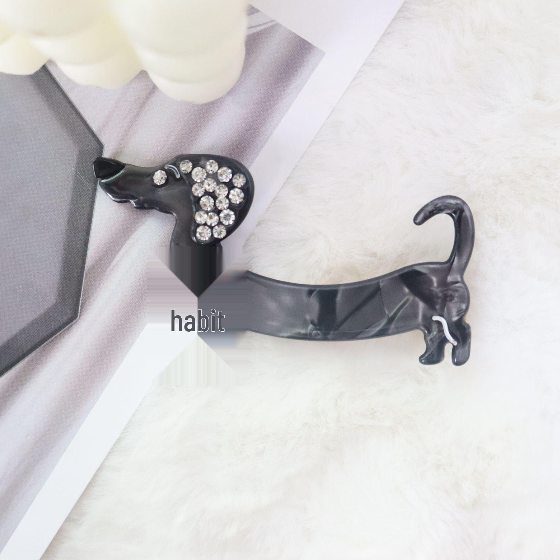 8cm Korean Style Rhinestone Acetate Duckbill Clip for Flyaway Hair and Bangs
