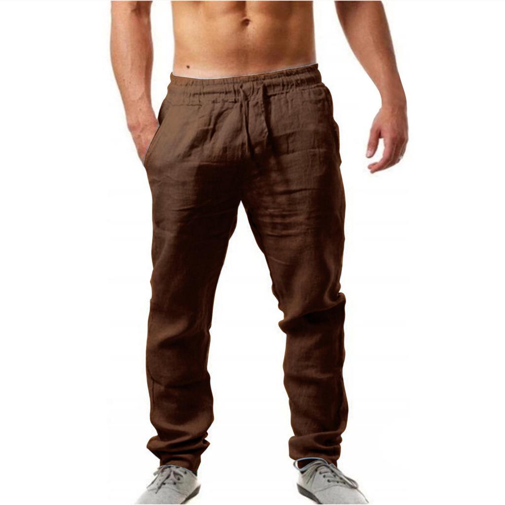 Large Size Trousers for Men Summer Hip Hop Breathable Cotton Count Trousers Trendy Fashion Solid Color Thin Casual