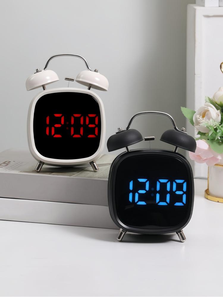 Relógio LED Despertador Digital Exibição de Data Temperatura Controle por Voz Volume Alto Brilho Ajustável 12/24H Soneca Relógio de Mesa