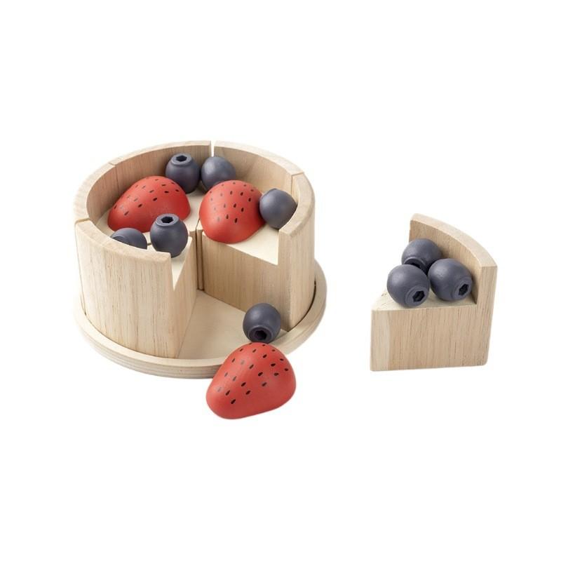 Simulation Wooden Blueberry Strawberry Cake Model Children Toy Set For Role Play