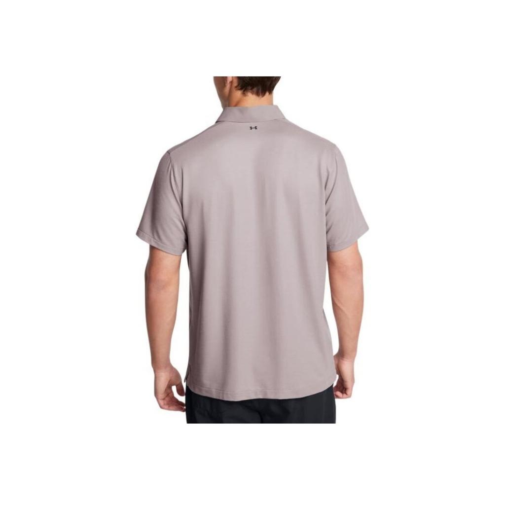 Under Armour Tour Tips Golf Solid Color Short Sleeve Polo Shirt Men Tops Fatty-Carp-Gray 1385128-015