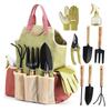 9 Piece Garden Tool Set with Carbon Steel Tools, Storage Bag, Watering Can, Ideal for Gardening Gifts for Men Women