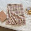Scarf women's new Korean pink plaid tassel thickened warm college atmosphere shawl scarf