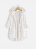 Plus Size Women's Double-sided Fleece Pineapple Texture Hooded Jacket, Mid-Length