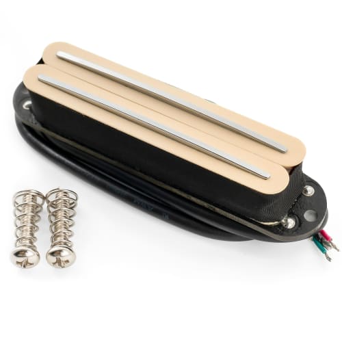 Musiclily Pro ST-DPLA Alnico 5 Single-Size Humbucker Pickup, 6.2K, for Strat Electric Guitars with Cream Body and Chrome Rails