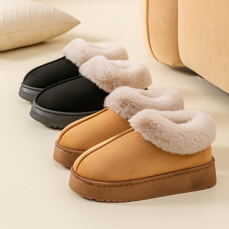 Bag Heel Cotton Slippers Women Autumn and Winter Fleece Thickened Warm Thick-soled Outer Wear Non-slip Couple Plush Snow Boots