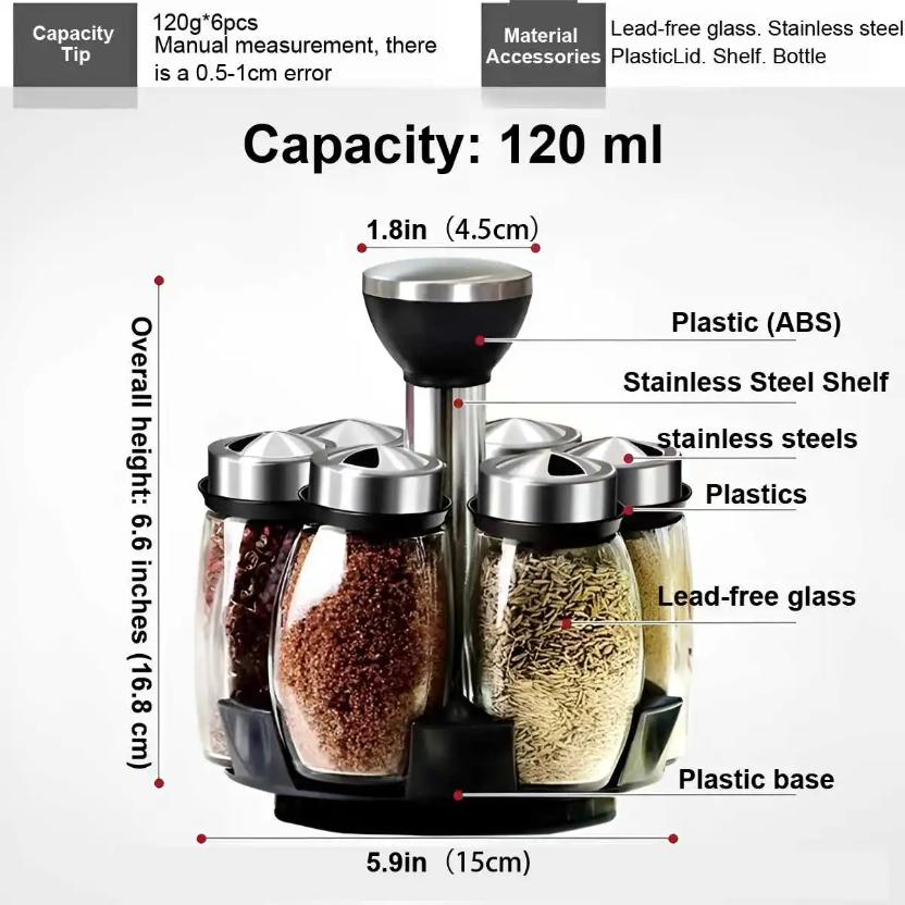 New Seasoning Bottle Set Seasoning Jar Kitchen Home Creative Rotating Seasoning Bottle Seasoning Box Glass Jar